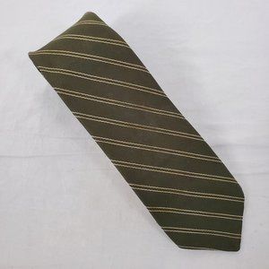 Vintage Andhurst Neck Tie Olive Green White Stripe